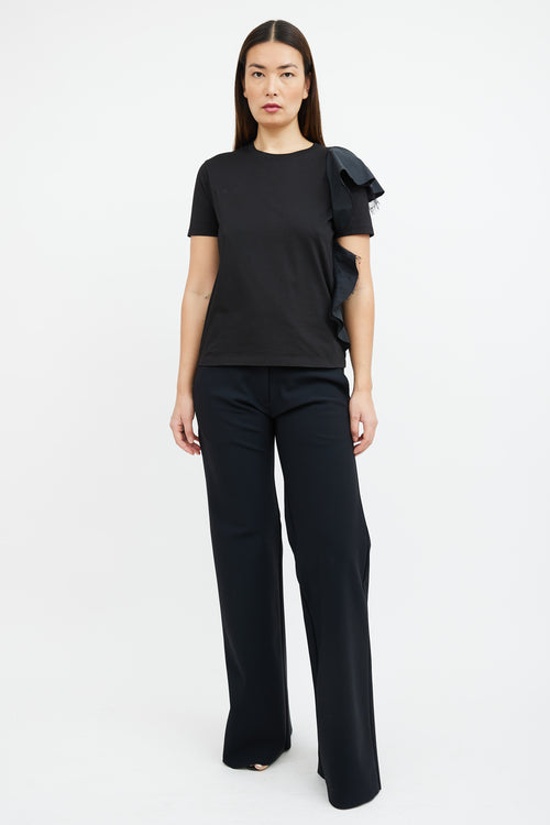 Red Valentino Black Side Ruffle T-Shirt