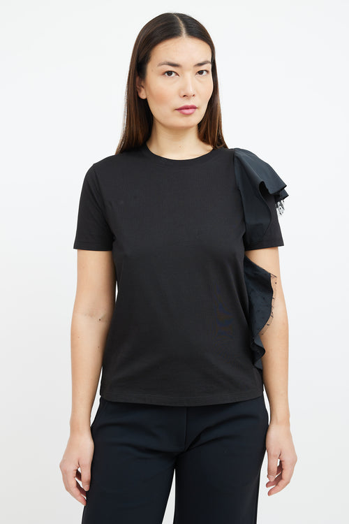 Red Valentino Black Side Ruffle T-Shirt