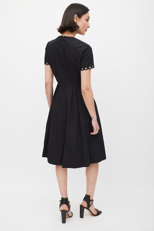 Red Valentino Black 
Silver Grommet A-Line Dress