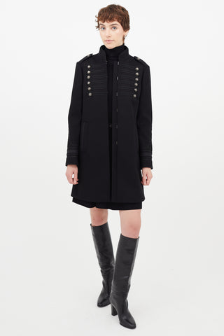 Red Valentino Black Wool Napoleonic Coat