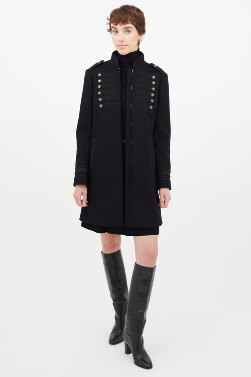 Red Valentino Black Wool Napoleonic Coat