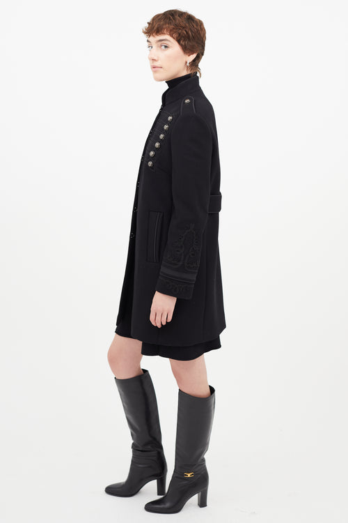 Red Valentino Black Wool Napoleonic Coat