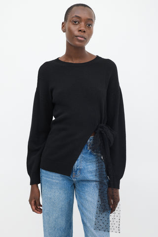 Red Valentino Black Wool Side Tie Sweater