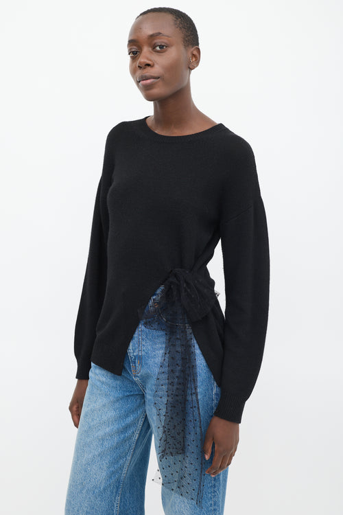 Red Valentino Black Wool Side Tie Sweater