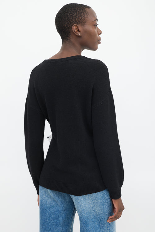 Red Valentino Black Wool Side Tie Sweater