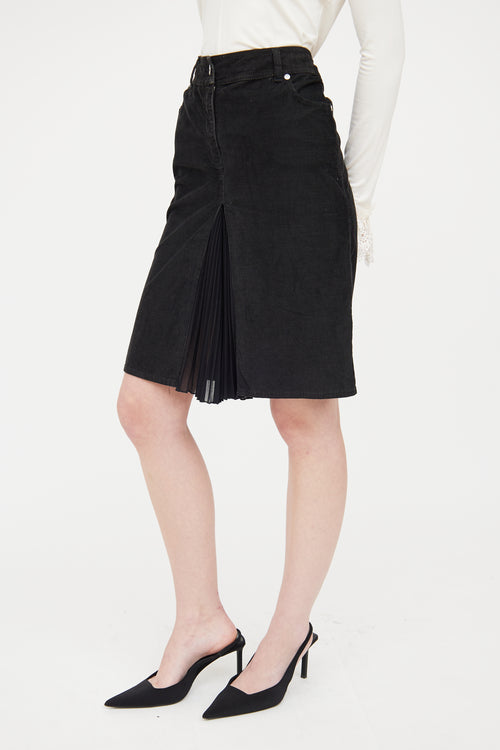 Red Valentino Black Corduroy Pleated Skirt