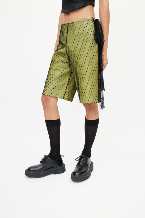 Red Valentino Green 
Black Tulle Leather Short