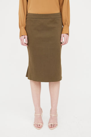 Red Valentino Green Pleated Midi Skirt