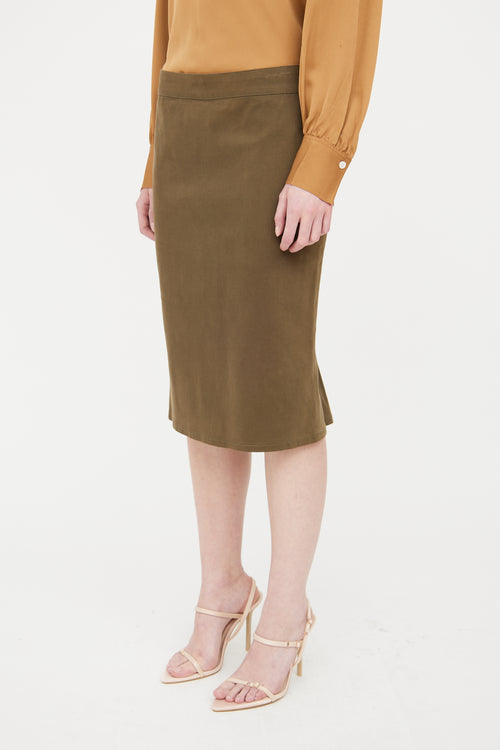 Red Valentino Green Pleated Midi Skirt