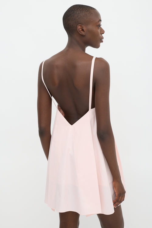 Red Valentino Light Pink Cotton Pleated Shift Dress