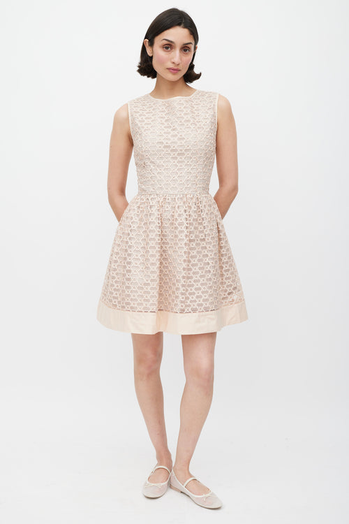 Red Valentino Pink Ribbon Mesh A-Line Dress