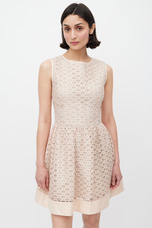 Red Valentino Pink Ribbon Mesh A-Line Dress