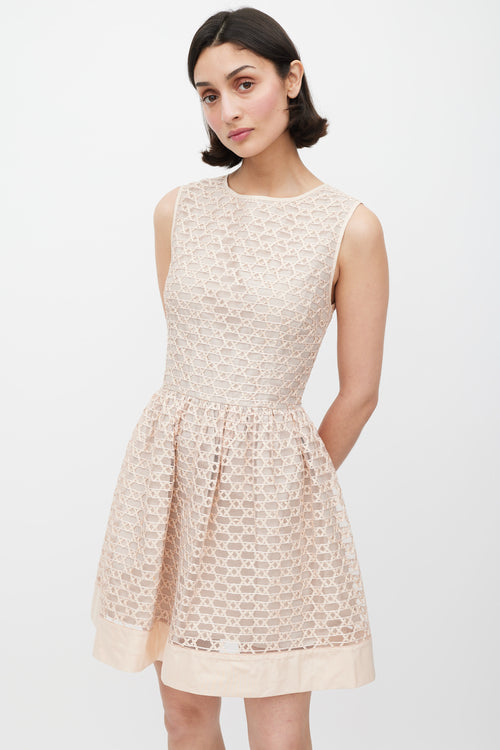 Red Valentino Pink Ribbon Mesh A-Line Dress