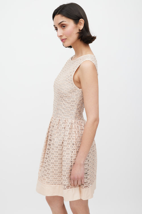 Red Valentino Pink Ribbon Mesh A-Line Dress