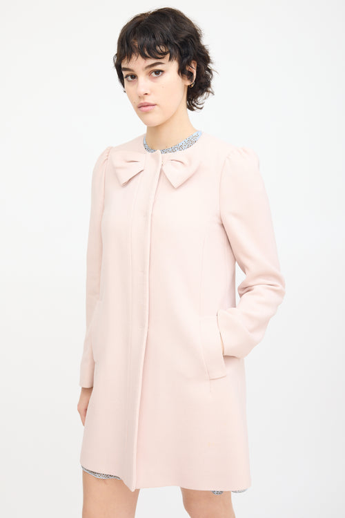 Red Valentino Pink Wool Bow Mid Length Coat