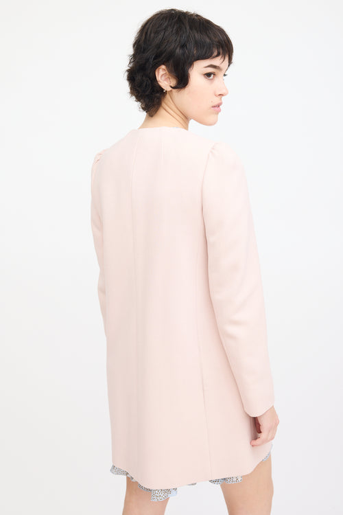 Red Valentino Pink Wool Bow Mid Length Coat