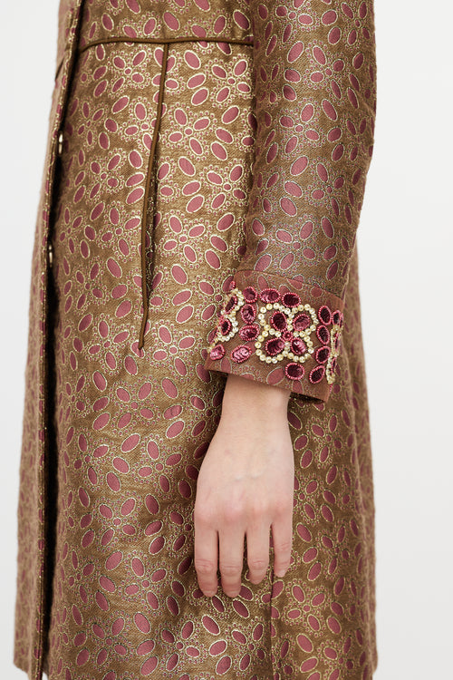 Red Valentino Purple 
Gold Brocade 
Sequin Coat