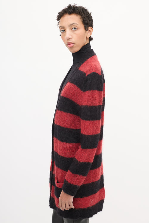 Red Valentino Red 
Black Mohair Striped Cardigan