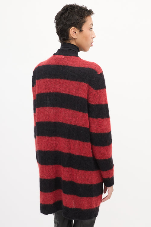 Red Valentino Red 
Black Mohair Striped Cardigan