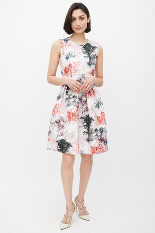 Red Valentino White 
Multicolour Floral Print Dress