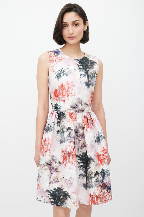 Red Valentino White 
Multicolour Floral Print Dress