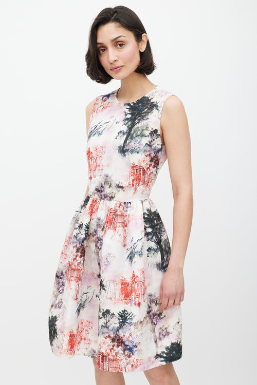 Red Valentino White 
Multicolour Floral Print Dress