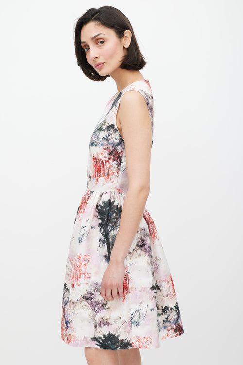 Red Valentino White 
Multicolour Floral Print Dress