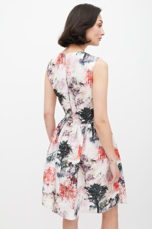 Red Valentino White 
Multicolour Floral Print Dress