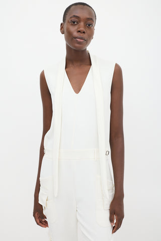 Red Valentino White Sleeveless Cargo Jumpsuit