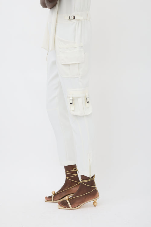 Red Valentino White Sleeveless Cargo Jumpsuit