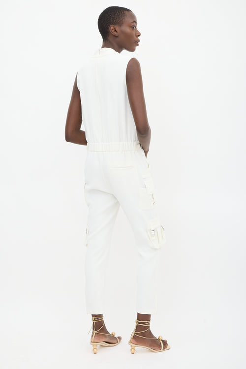 Red Valentino White Sleeveless Cargo Jumpsuit