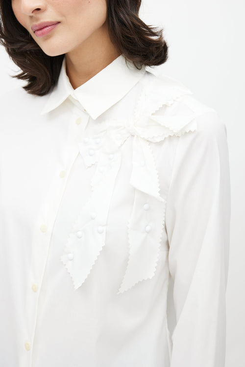 Red Valentino White Studded Bow Shirt