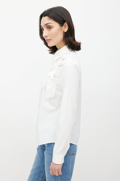 Red Valentino White Studded Bow Shirt