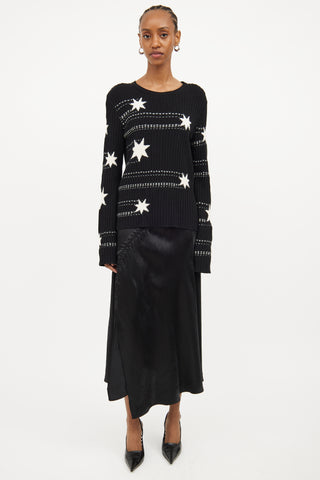 Red Valentino Black 
White Star Knit Sweater