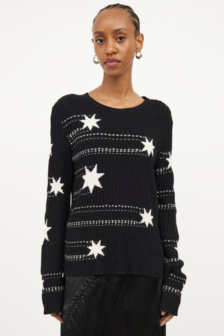 Red Valentino Black 
White Star Knit Sweater