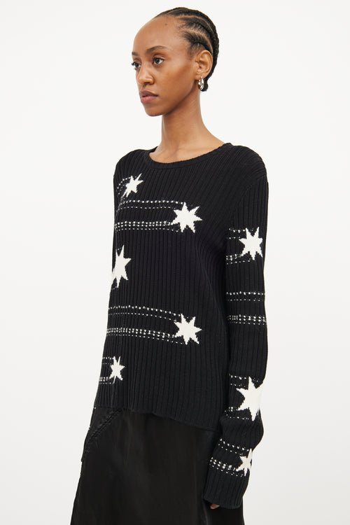 Red Valentino Black 
White Star Knit Sweater