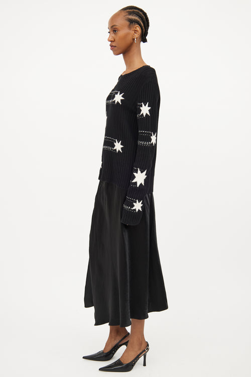 Red Valentino Black 
White Star Knit Sweater