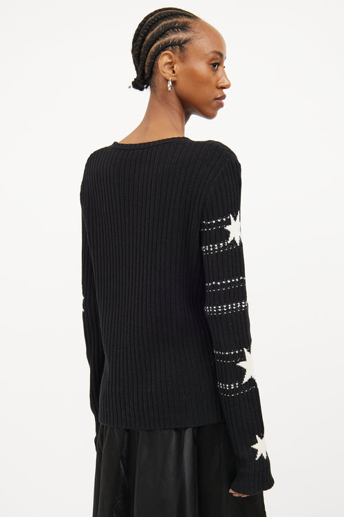 Red Valentino Black 
White Star Knit Sweater