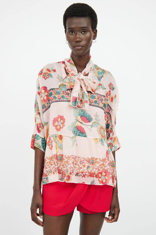 Red Valentino Pink Multi Colour Floral Top