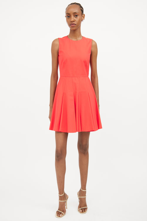 Red Valentino Red Pleated Aline Sleeveless Dress