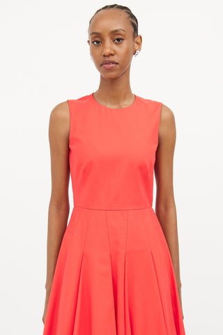 Red Valentino Red Pleated Aline Sleeveless Dress