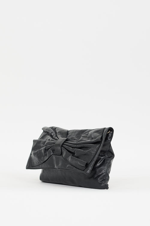 Red Valentino Black Leather Bow Chain Bag