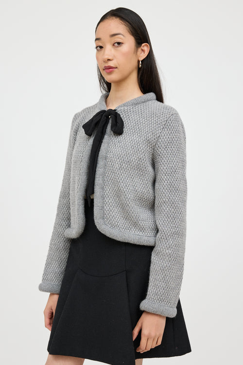 Red Valentino Grey Wool Knit Bow Cardigan