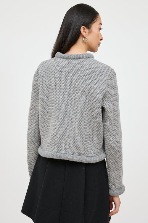 Red Valentino Grey Wool Knit Bow Cardigan