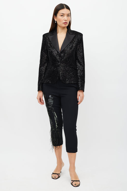 Redemption Black Velvet Sequin Blazer