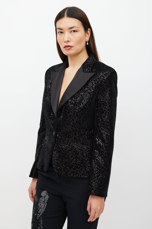 Redemption Black Velvet Sequin Blazer