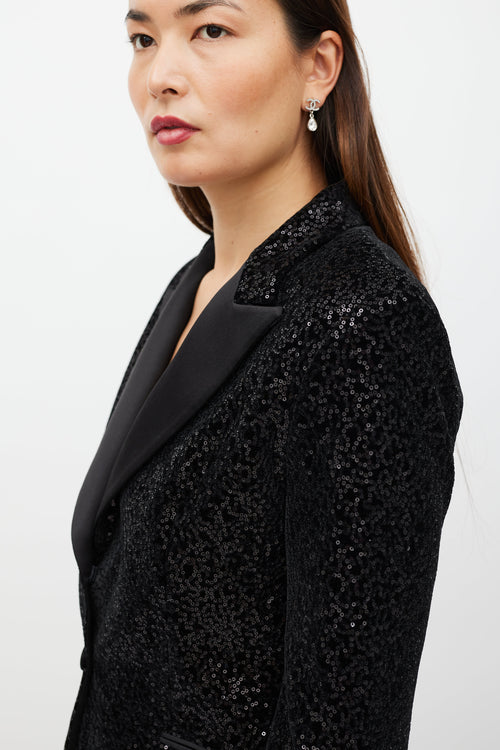 Redemption Black Velvet Sequin Blazer