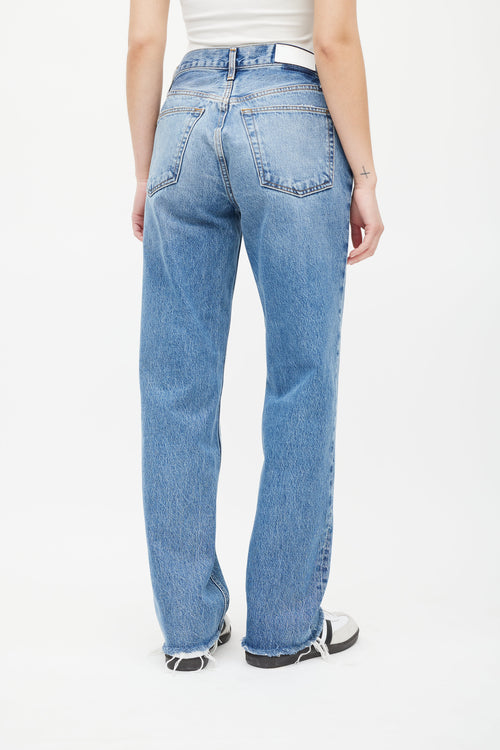 Re/Done Medium Wash Chilled Indigo Raw Hem Jeans