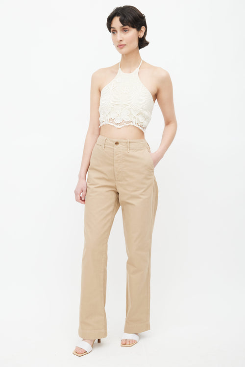 Re/Done Washed Khaki Wide Leg Pant