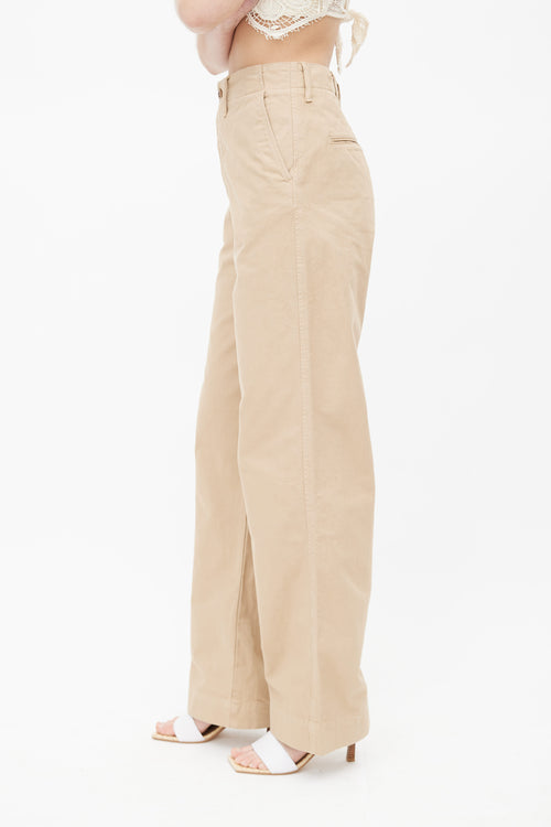 Re/Done Washed Khaki Wide Leg Pant